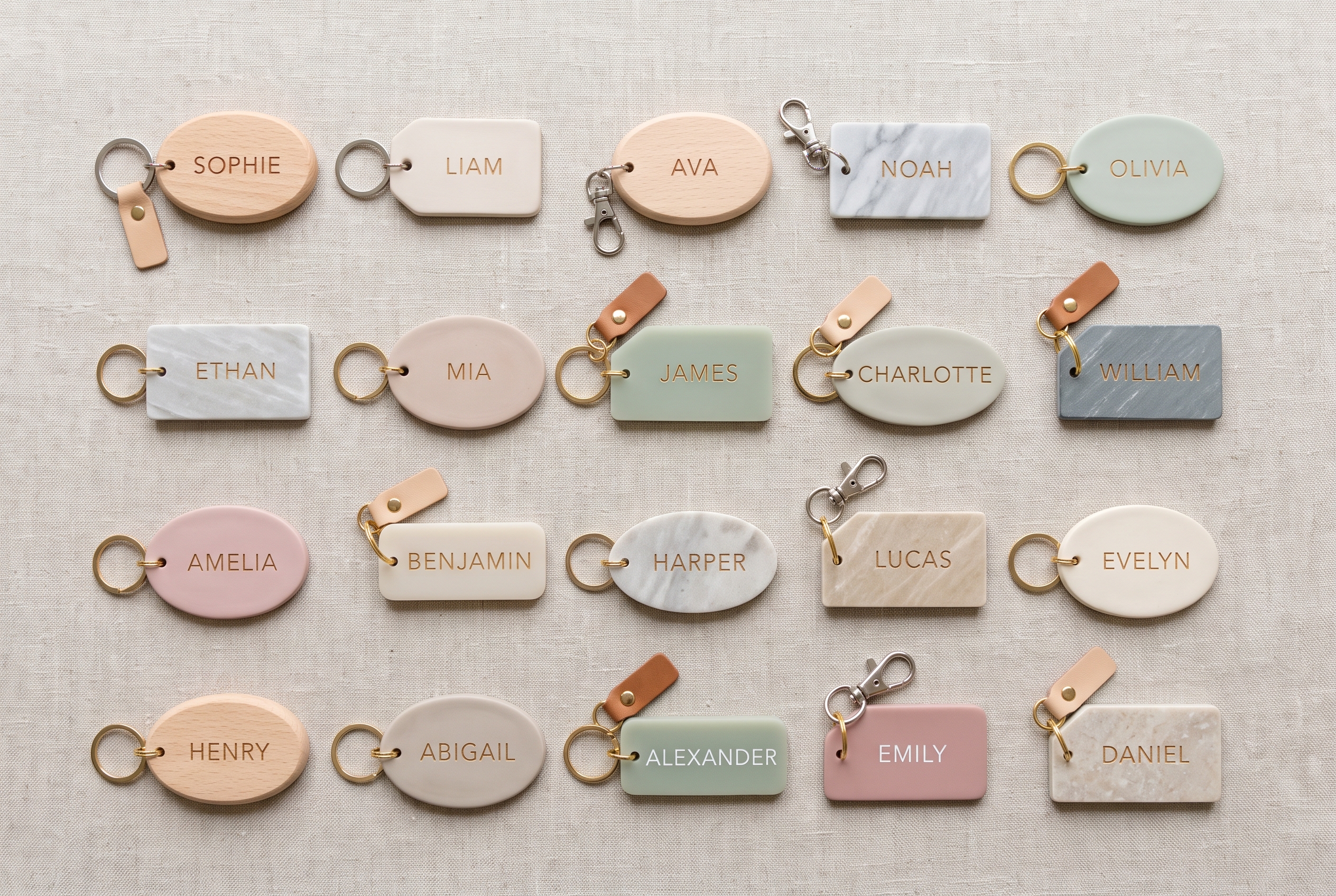 Série de porte-clés personnalisés, un prénom par pièce